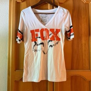 Fox Women's Short Sleeve Tee in White with Orange Accents
